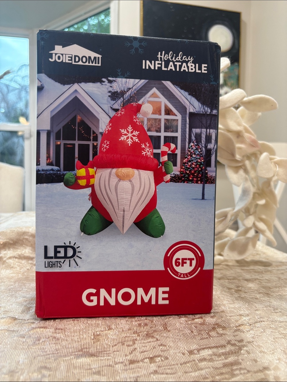 Joie Domi 6FT Red Holiday Gnome Inflatable with LED Lights